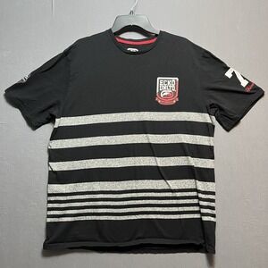 Mens Ecko Unltd T-Shirt XL Black Grey Striped Logo Rhino League 72 Hip Hop Wear